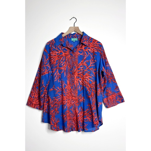ANTICA SARTORIA Coral Print Blouse - Picture 1 of 7